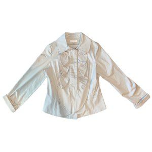 Kenar Women's Blazer Tan Beige Pleated Button Coat